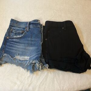 Free People- BUNDLE! Medium Wash & Black Cutoff Distressed Jean Shorts- Size 25
